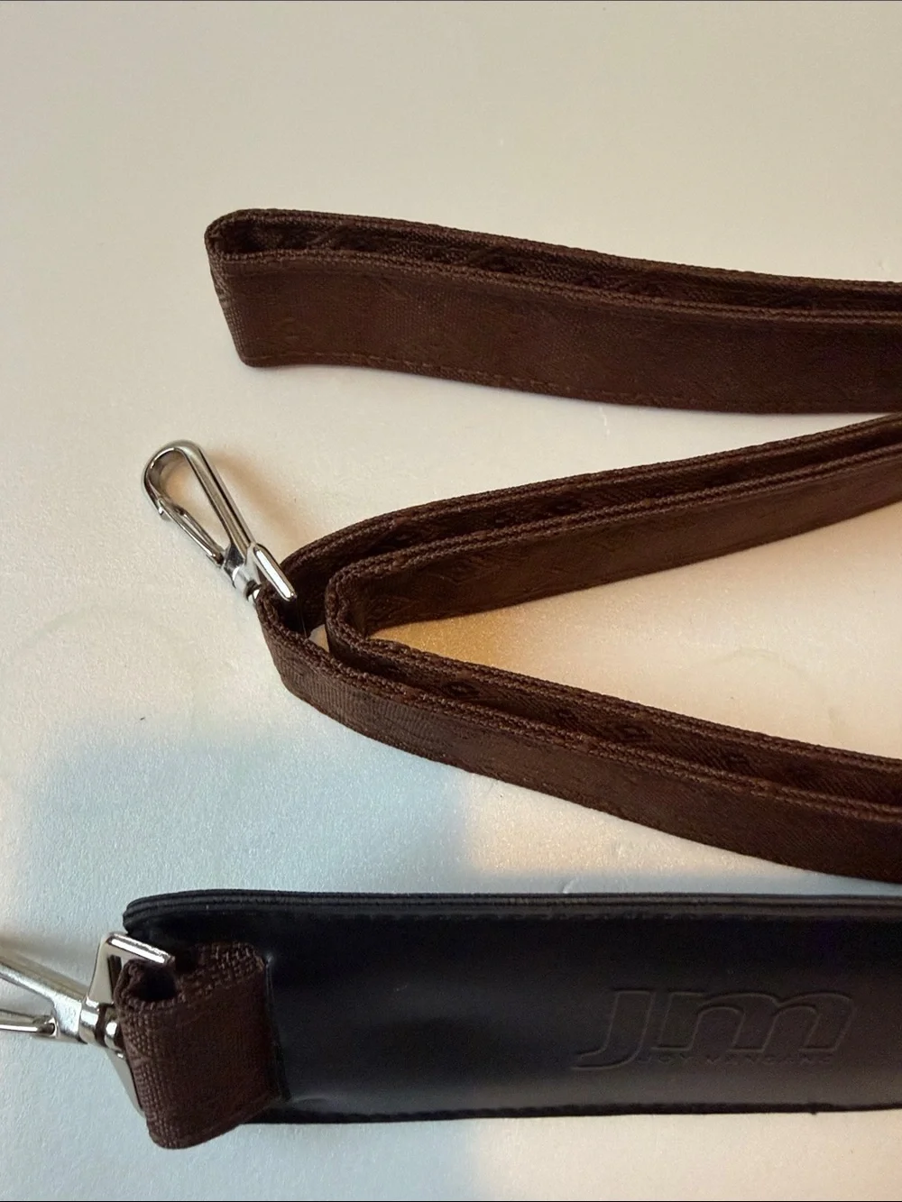 Joy Mangano Brown Woven Adjustable Shoulder Strap with Black Leather Pad